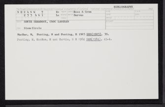 Lewis, South Shawbost, Cnoc Laoiran, NB24NW 7, Ordnance Survey index card, Recto