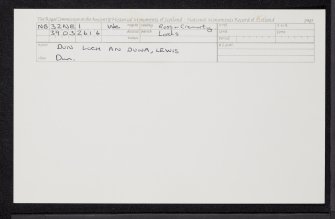 Lewis, Dun Loch An Duna, NB32NE 1, Ordnance Survey index card, Recto