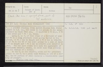 Lewis, Clach Stei Lin, NB35SE 3, Ordnance Survey index card, page number 1, Recto