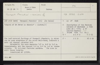 Lewis, Teampull Pheadair, NB35SE 10, Ordnance Survey index card, Recto