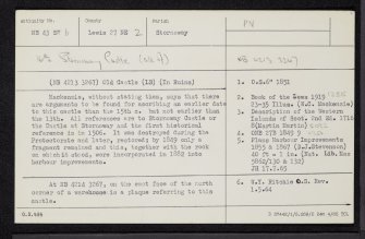 Lewis, Stornoway Castle, NB43SW 6, Ordnance Survey index card, Recto
