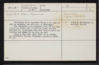 Lewis, Sandwick, NB43SW 7, Ordnance Survey index card, Recto