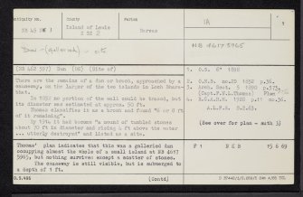 Lewis, Loch Baravat, Dun Baravat, NB45NE 1, Ordnance Survey index card, page number 1, Recto