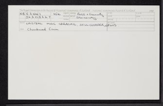 Lewis, Shulishader, Caisteal Mhic Creacail, NB53NW 1, Ordnance Survey index card, Recto