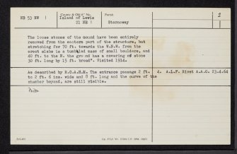 Lewis, Shulishader, Caisteal Mhic Creacail, NB53NW 1, Ordnance Survey index card, page number 2, Verso