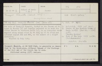 Lewis, Teampull Ronaidh, NB56NW 2, Ordnance Survey index card, Recto