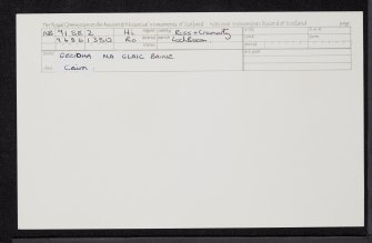 Geodha Na Glaic Baine, NB91SE 2, Ordnance Survey index card, Recto