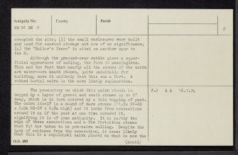 Geodha Na Glaic Baine, NB91SE 2, Ordnance Survey index card, page number 2, Verso