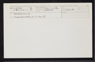 Badenscallie, Burial-Ground, NC00NW 1, Ordnance Survey index card, Recto