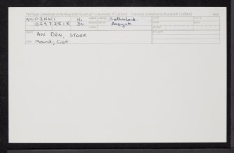 An Dun, Stoer, NC02NW 1, Ordnance Survey index card, Recto