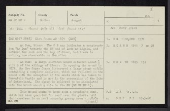An Dun, Stoer, NC02NW 1, Ordnance Survey index card, page number 1, Recto