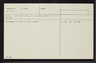 An Dun, Stoer, NC02NW 1, Ordnance Survey index card, page number 2, Verso