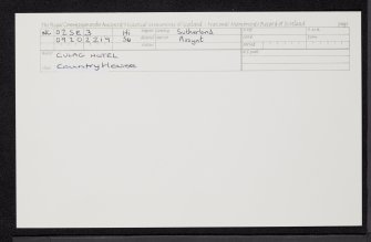 Lochinver, Culag Road, Culag Hotel, NC02SE 3, Ordnance Survey index card, Recto