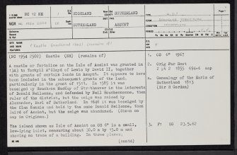 Eilean Assynt, NC12NE 1, Ordnance Survey index card, page number 1, Recto