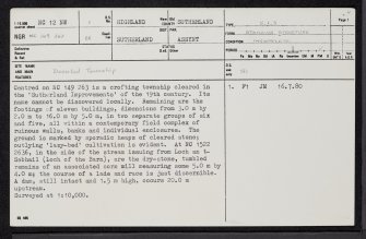 Loch Beannach, NC12NW 1, Ordnance Survey index card, page number 1, Recto