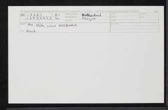 An Dun, Loch Ardbhair, NC13SE 1, Ordnance Survey index card, Recto