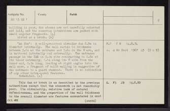 An Dun, Loch Ardbhair, NC13SE 1, Ordnance Survey index card, page number 2, Verso