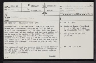 Ardvreck, NC22SW 1, Ordnance Survey index card, page number 1, Recto