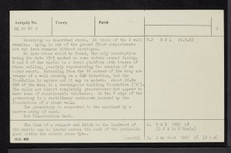 Ardvreck Castle, NC22SW 2, Ordnance Survey index card, page number 2, Verso