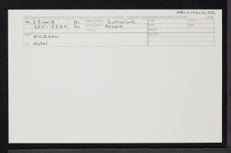 Kylesku Inn, NC23SW 8, Ordnance Survey index card, Recto