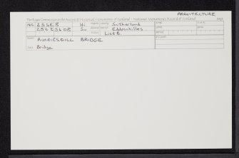Achriesgill Bridge, NC25SE 8, Ordnance Survey index card, Recto