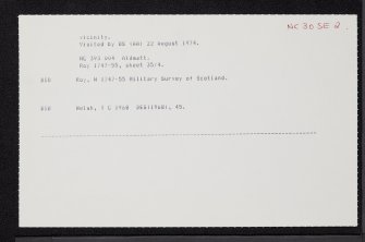 Wester Turnaig, NC30SE 2, Ordnance Survey index card, Recto