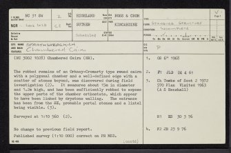 Strathseasgaich, NC31SW 2, Ordnance Survey index card, page number 1, Recto