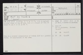 Allt An Tighe, NC35NE 6, Ordnance Survey index card, page number 1, Recto