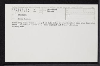 Balnakeil, NC36NE 50, Ordnance Survey index card, Recto