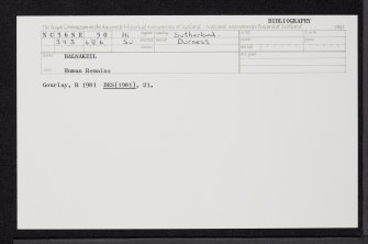 Balnakeil, NC36NE 50, Ordnance Survey index card, Recto