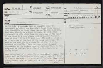 Eilean Nan Caorach, NC37SE 1, Ordnance Survey index card, page number 1, Recto