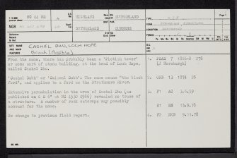 Cashel Dhu, Loch Hope, NC44NE 4, Ordnance Survey index card, page number 1, Recto