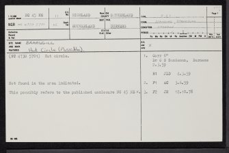 Braesgill, NC45NE 11, Ordnance Survey index card, page number 1, Recto