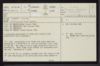 Sydney House, NC50NE 20, Ordnance Survey index card, page number 1, Recto