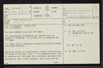 The Ord South, NC50NE 22, Ordnance Survey index card, page number 1, Recto