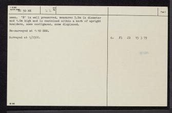 The Ord South, NC50NE 22, Ordnance Survey index card, page number 2, Verso