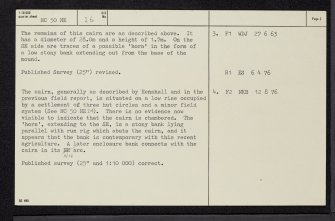 Savalbeg, NC50NE 26, Ordnance Survey index card, page number 2, Verso