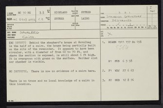 Savalbeg, NC50NE 33, Ordnance Survey index card, page number 1, Recto