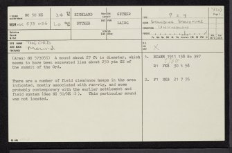 The Ord, NC50NE 34, Ordnance Survey index card, page number 1, Recto