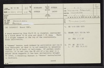 Knock Dhu, NC50NE 35, Ordnance Survey index card, page number 1, Recto