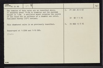 Sydney House, Lairg Muir, NC50NE 37, Ordnance Survey index card, page number 2, Verso