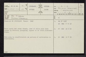 An T-Sron, NC50NE 41, Ordnance Survey index card, page number 1, Recto