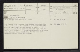 Sunnylea, NC50NE 47, Ordnance Survey index card, page number 1, Recto