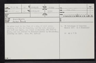 Knockdhu, NC50NE 87, Ordnance Survey index card, page number 1, Recto