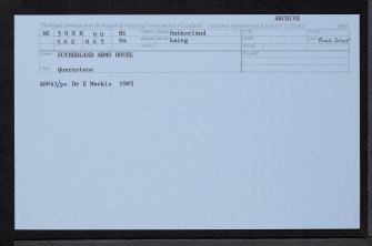 Sutherland Arms Hotel, Lairg, NC50NE 90, Ordnance Survey index card, Recto