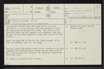 Druim Baile Fuir, NC50SE 1, Ordnance Survey index card, page number 1, Recto