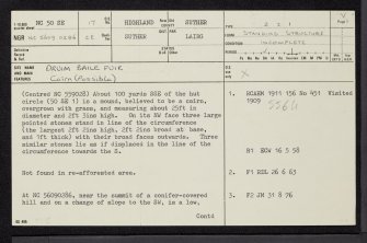 Druim Baile Fuir, NC50SE 17, Ordnance Survey index card, page number 1, Recto