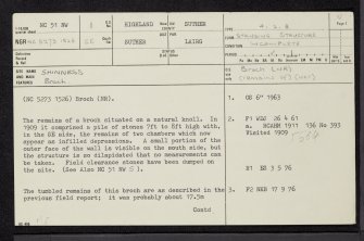 Shinness, NC51NW 1, Ordnance Survey index card, page number 1, Recto