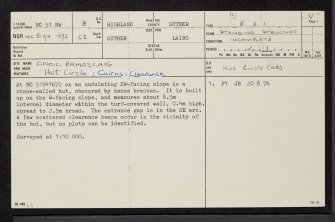 Cnoc Ramascaig, NC51NW 8, Ordnance Survey index card, page number 1, Recto