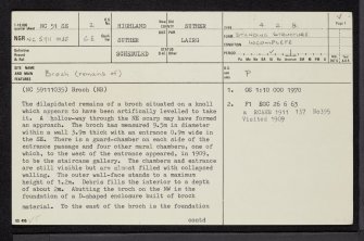 Alltbreac, NC51SE 2, Ordnance Survey index card, page number 1, Recto